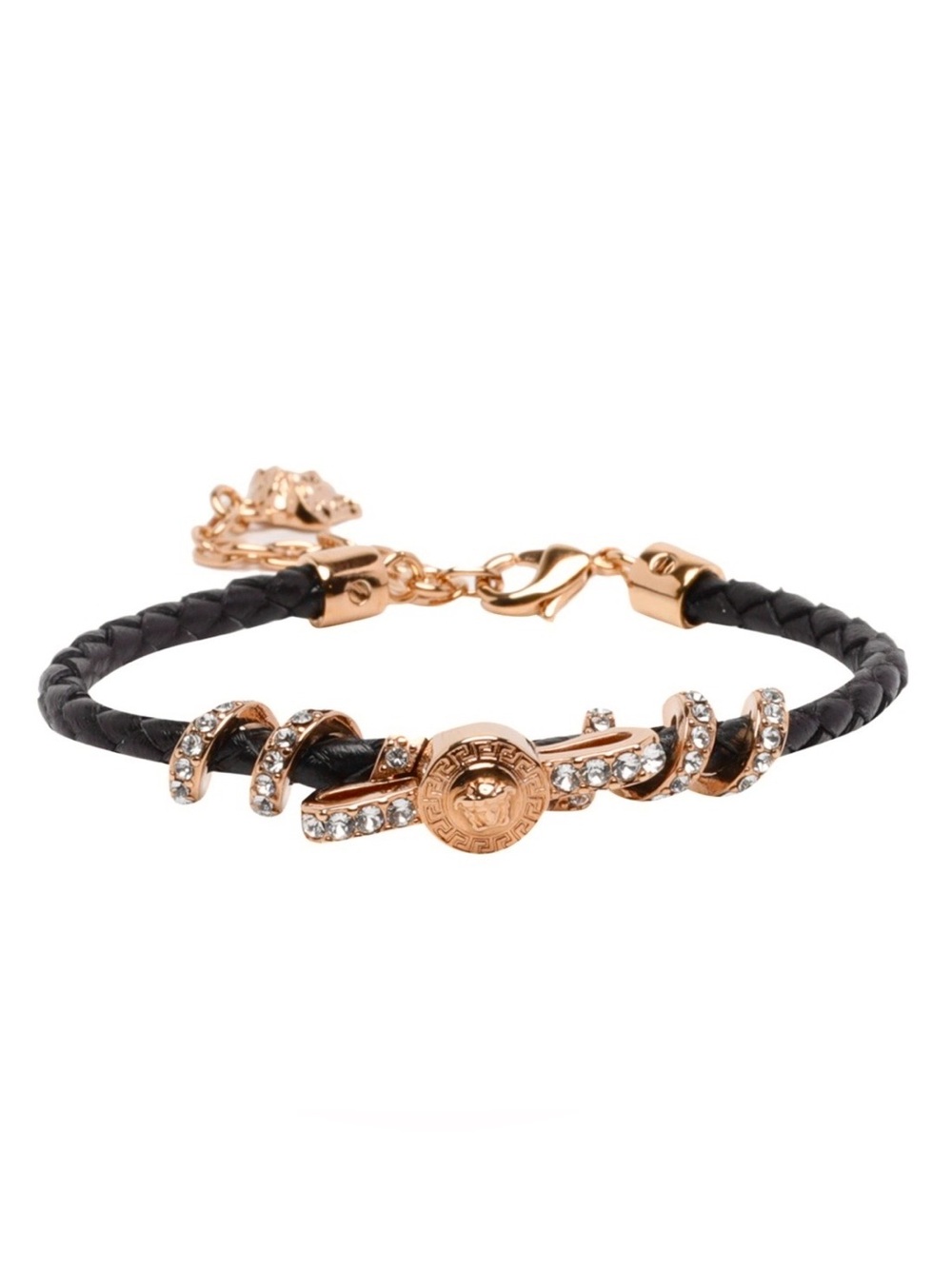 VERSACE Medusa crystal bow leather bracelet